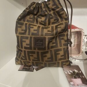 Fendi Brown/Tan Zucca Drawstring Pouch